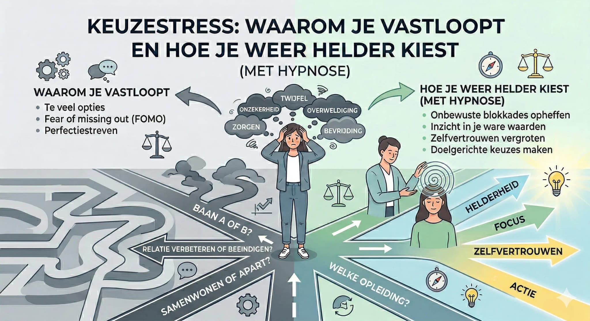 Hypnose voor keuzestress en twijfel infographic